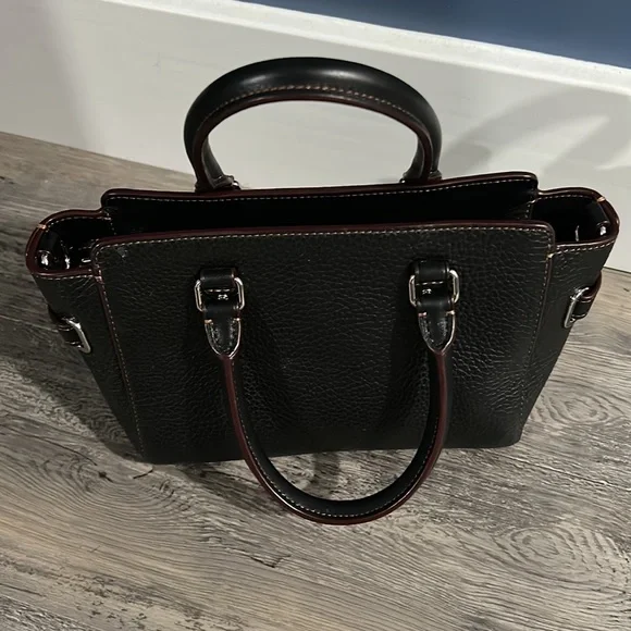 Mini Coach bag, black bag with blue butterflies on the front - Picture 2 of 4